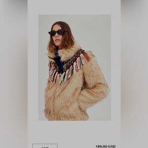 Embroidered Faux Fur Zara Coat Size S